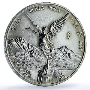 Mexico 1 onza Libertad Angel of Independence KM-613 Bullion silver coin 1998