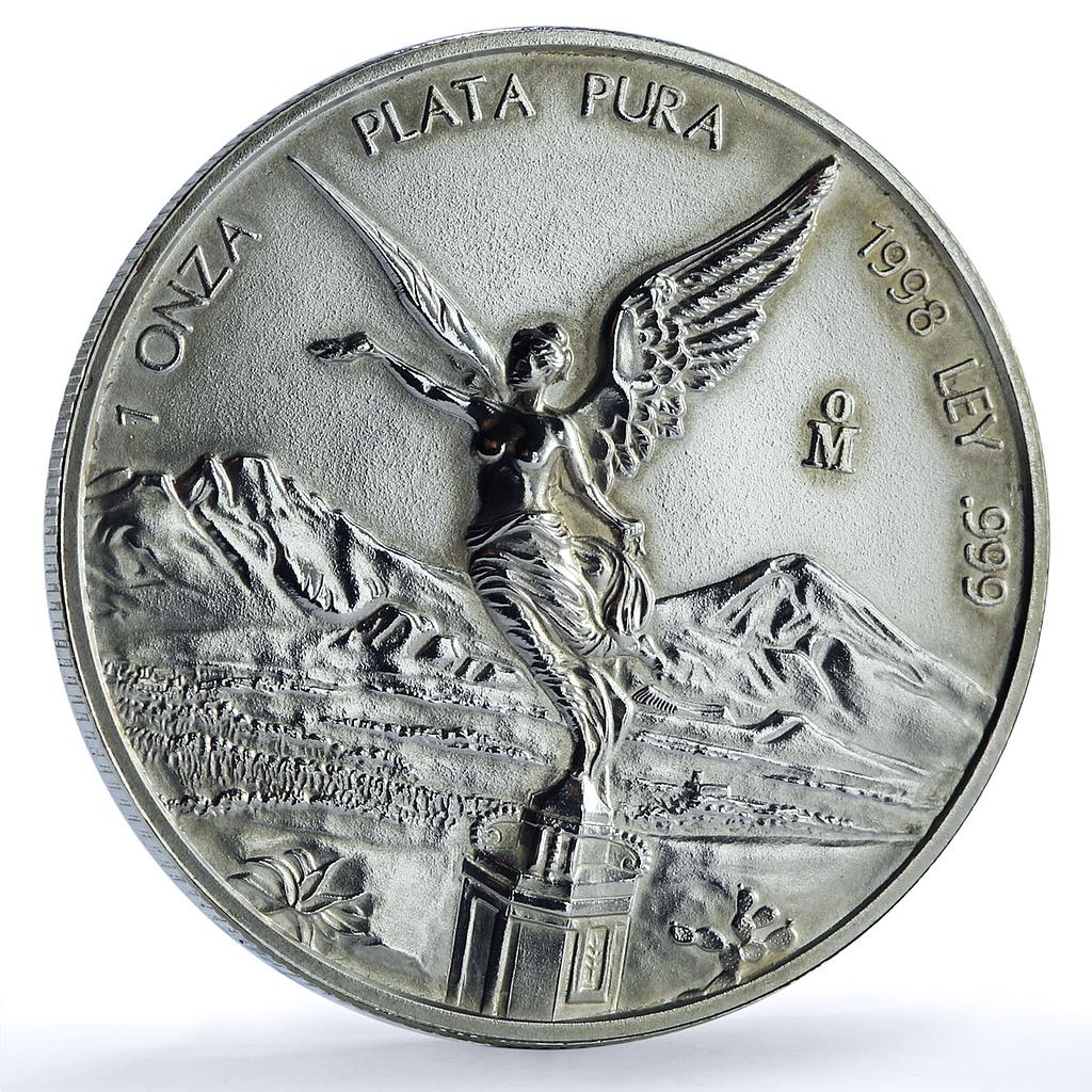 Mexico 1 onza Libertad Angel of Independence KM-613 Bullion silver coin 1998