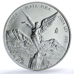 Mexico 1 onza Libertad Angel of Independence KM-639 Bullion silver coin 2004