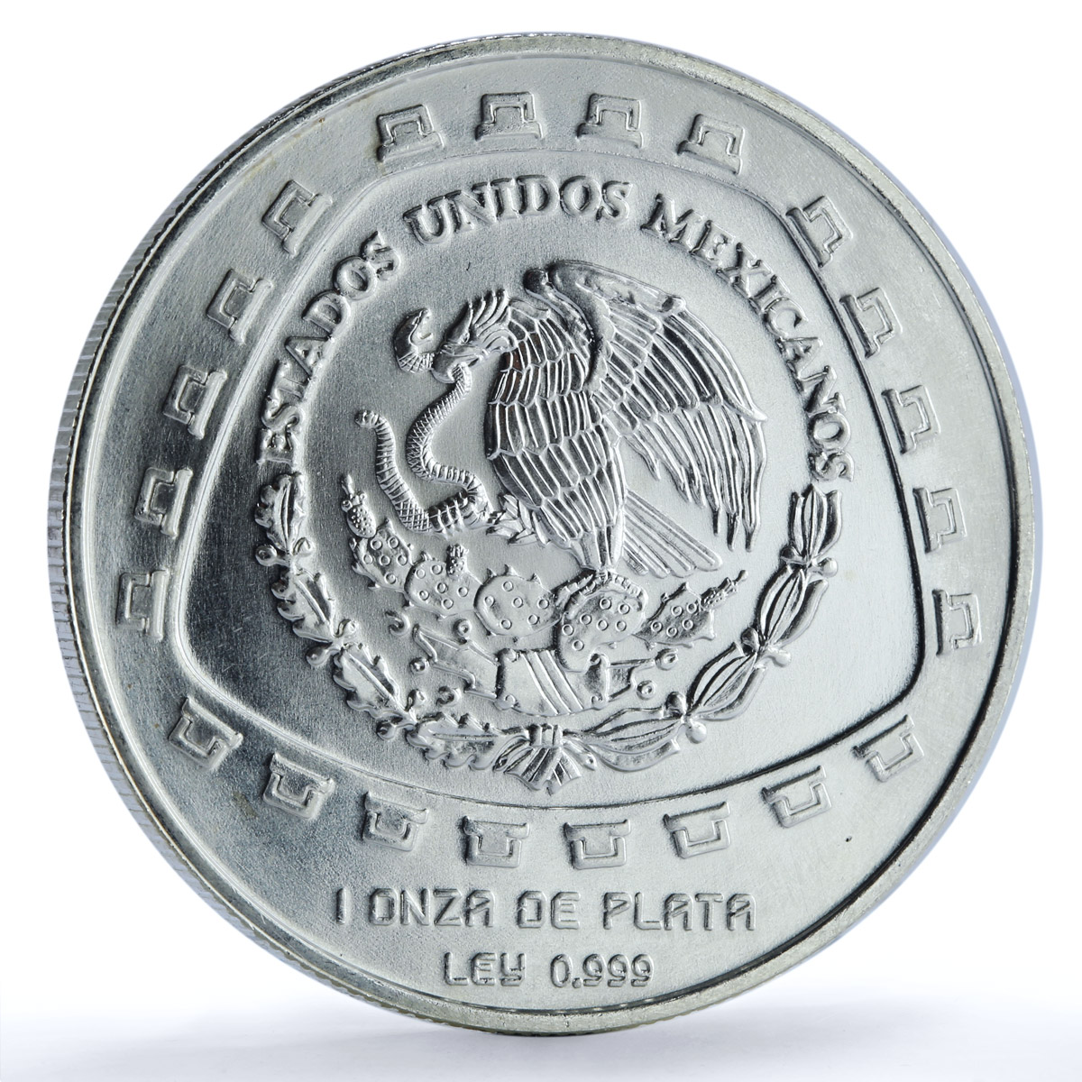 Mexico 5 pesos Jaguar Carving KM-663 Precolombina Toltec silver coin 1998