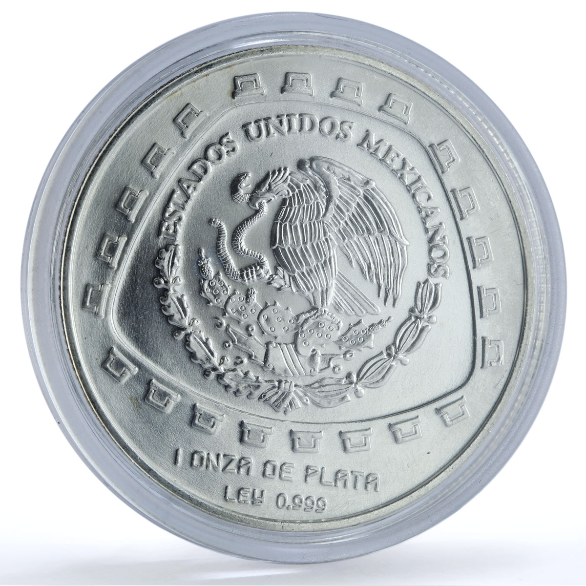 Mexico 5 pesos Jaguar Carving KM-663 Precolombina Toltec silver coin 1998