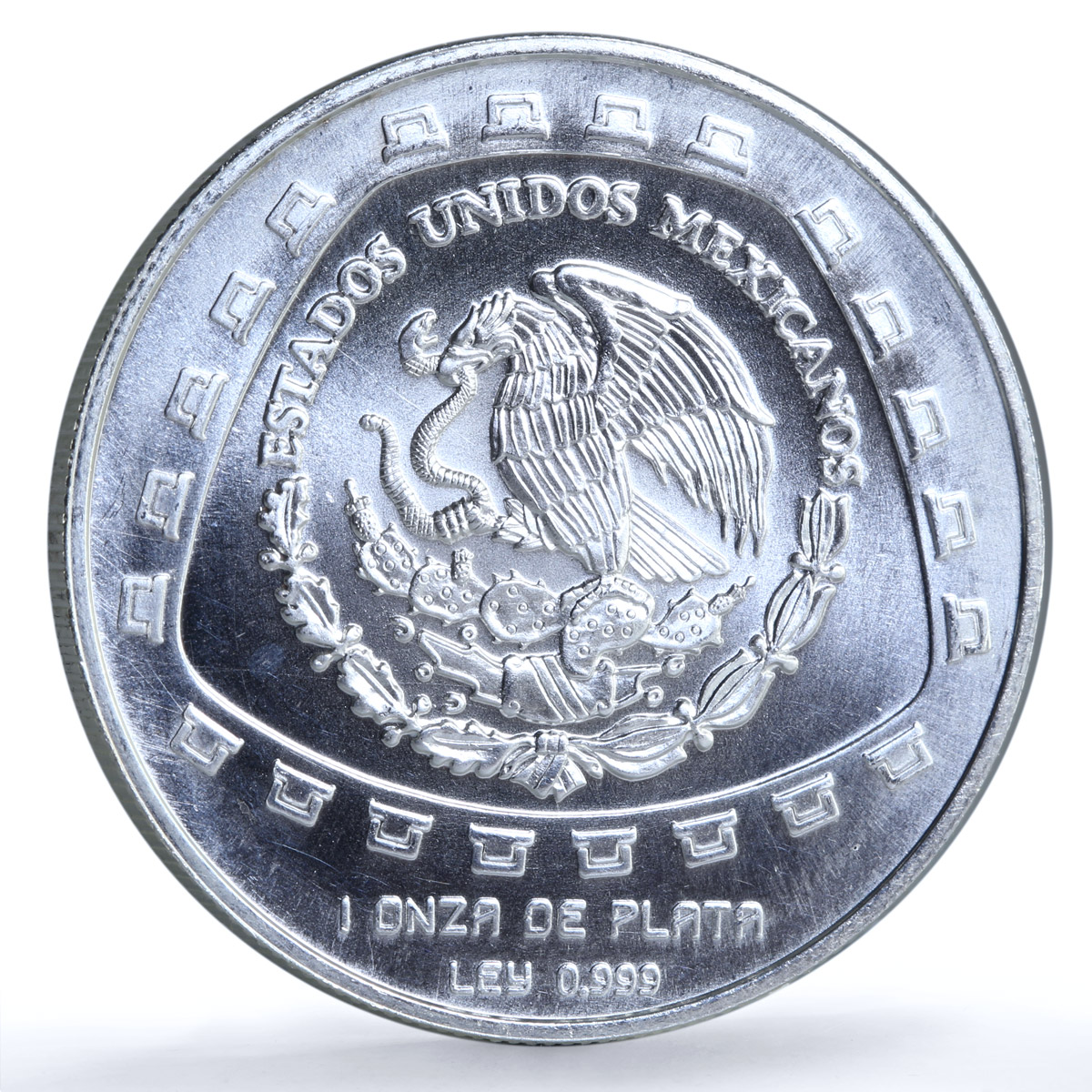 Mexico 5 pesos Jaguar Carving KM-663 Precolombina Toltec silver coin 1998