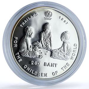 Thailand 200 baht Children of the World Y#379 UNICEF proof silver coin 1997