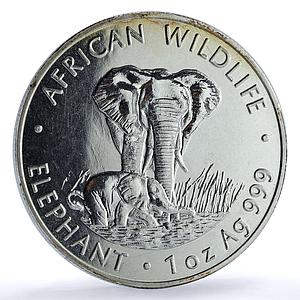 Zambia 5000 kwacha Elephant KM-73 African Wildlife Fauna silver coin 1999