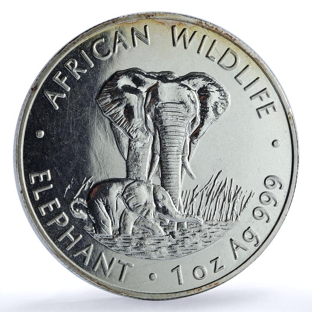 Zambia 5000 kwacha Elephant KM-73 African Wildlife Fauna silver coin 1999