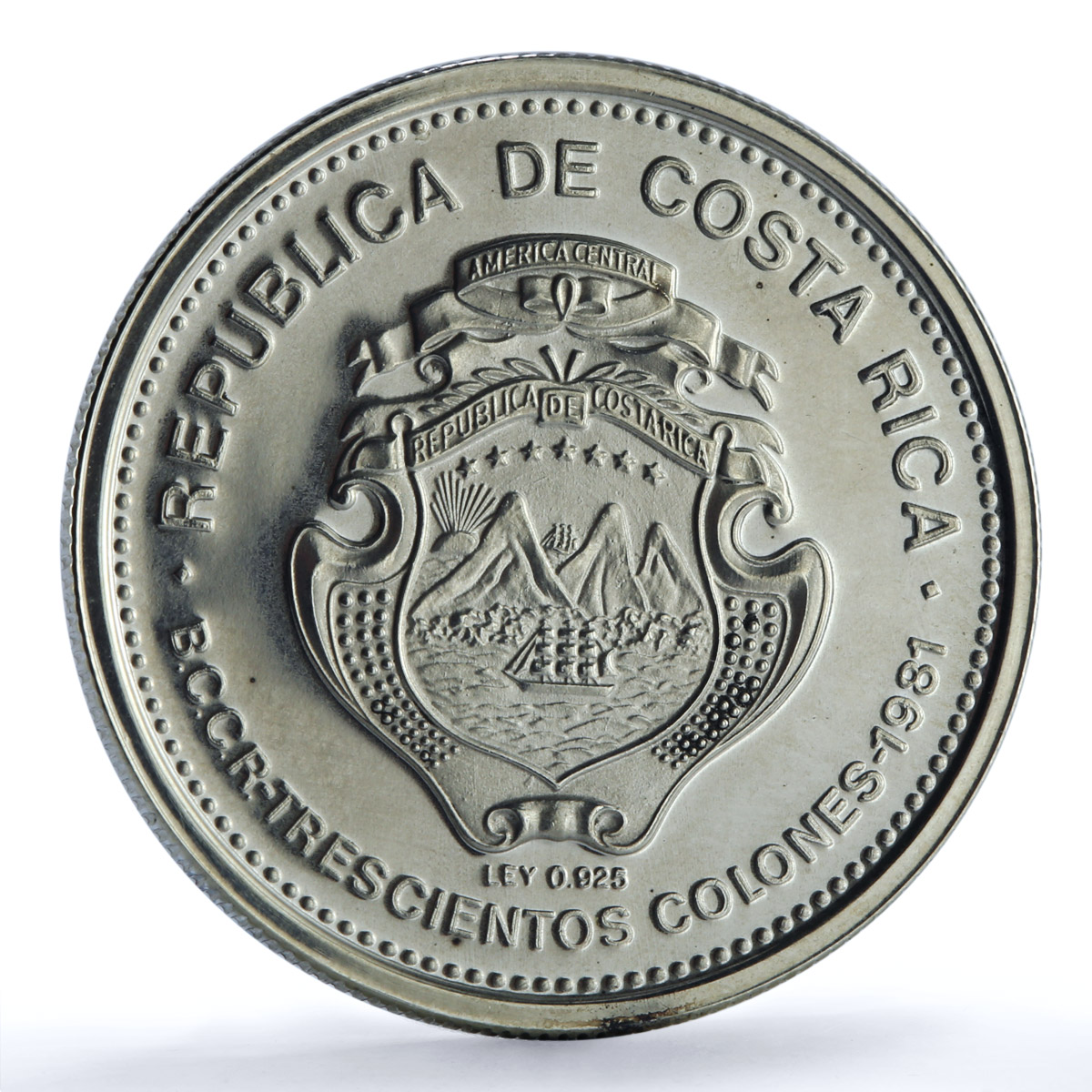 Costa Rica 300 colones Alajuela Gregorio Ramirez KM-223 proof silver coin 1981 Costa Rica 300 colones Alajuela Gregorio Ramirez KM-223 proof silver coin 1981