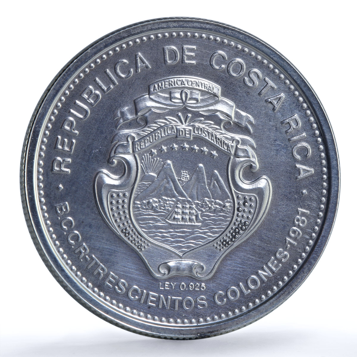 Costa Rica 300 colones Alajuela Gregorio Ramirez KM-223 proof silver coin 1981 Costa Rica 300 colones Alajuela Gregorio Ramirez KM-223 proof silver coin 1981