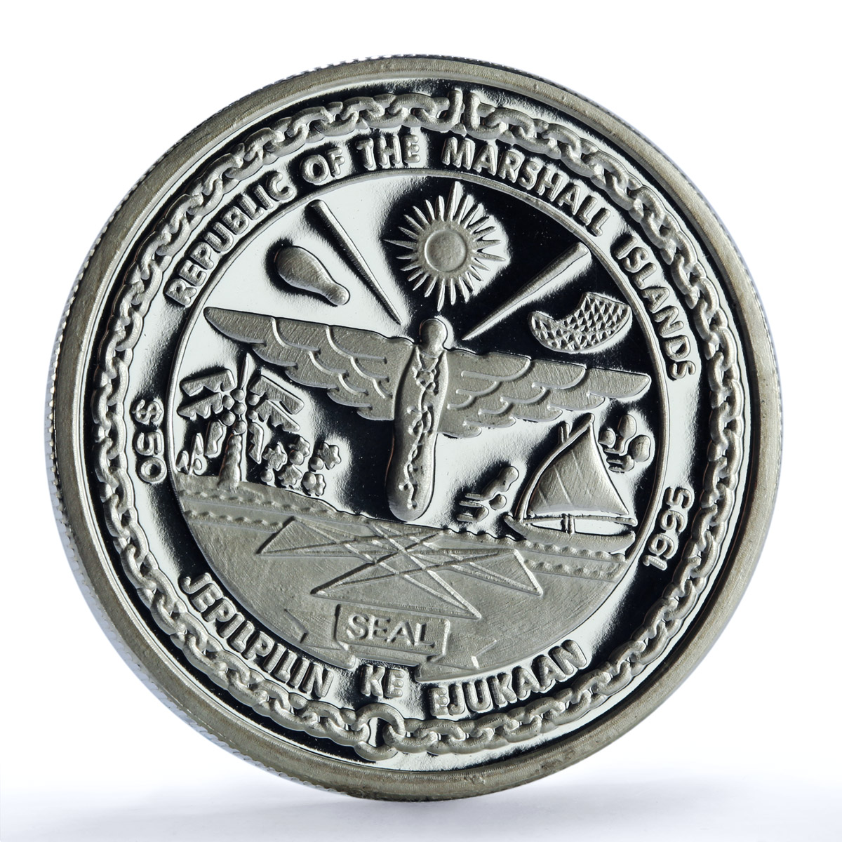 Marshall Islands 50 dollars Kennedy Success Liberty KM-275 silver coin 1995