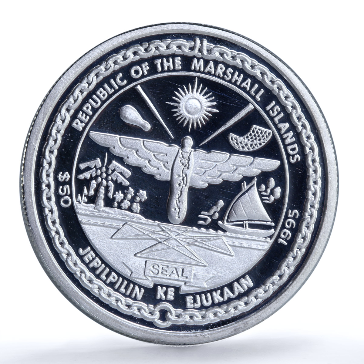 Marshall Islands 50 dollars Kennedy Success Liberty KM-275 silver coin 1995