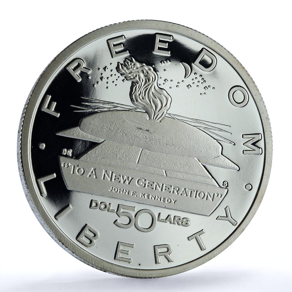 Marshall Islands 50 dollars Kennedy New Generation KM-279 proof silver coin 1995