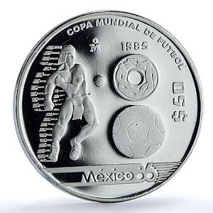 Mexico 50 pesos Football World Cup 1986 KM-504 Sports proof silver coin 1985