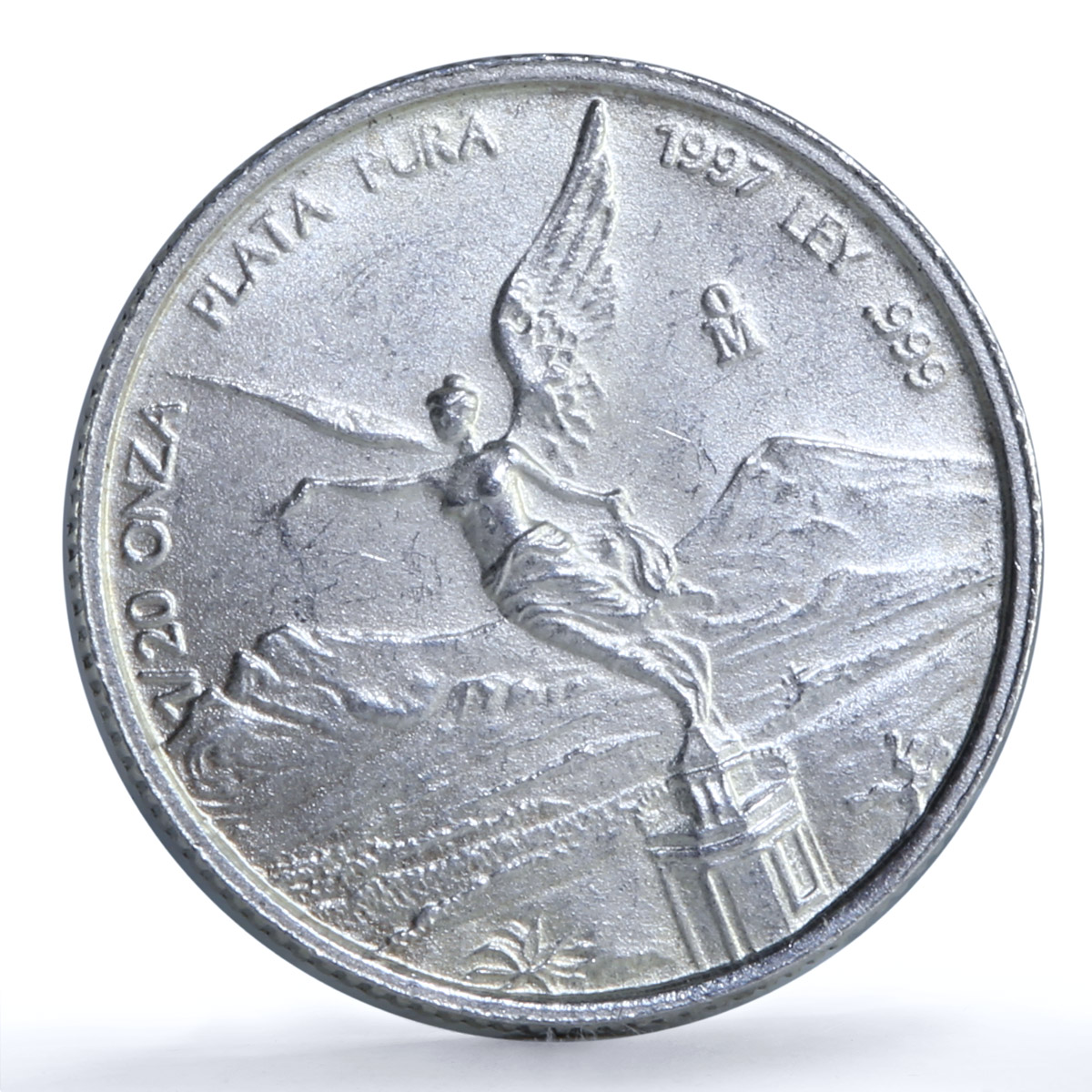 Mexico 1/20 onza Libertad Angel Independence KM-609 Bullion silver coin 1997