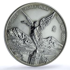 Mexico 1 onza Libertad Angel of Independence KM-613 Bullion silver coin 1999