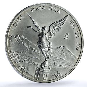 Mexico 1 onza Libertad Angel of Independence KM-613 Bullion silver coin 1996