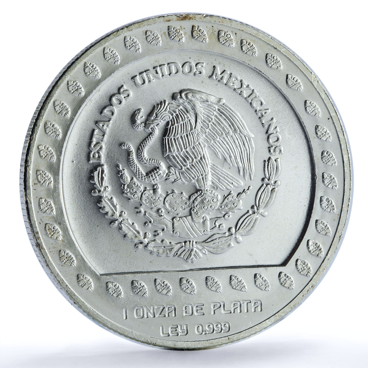 Mexico 100 pesos Guerrero Aguila KM-556 Precolombina Aztec silver coin 1992