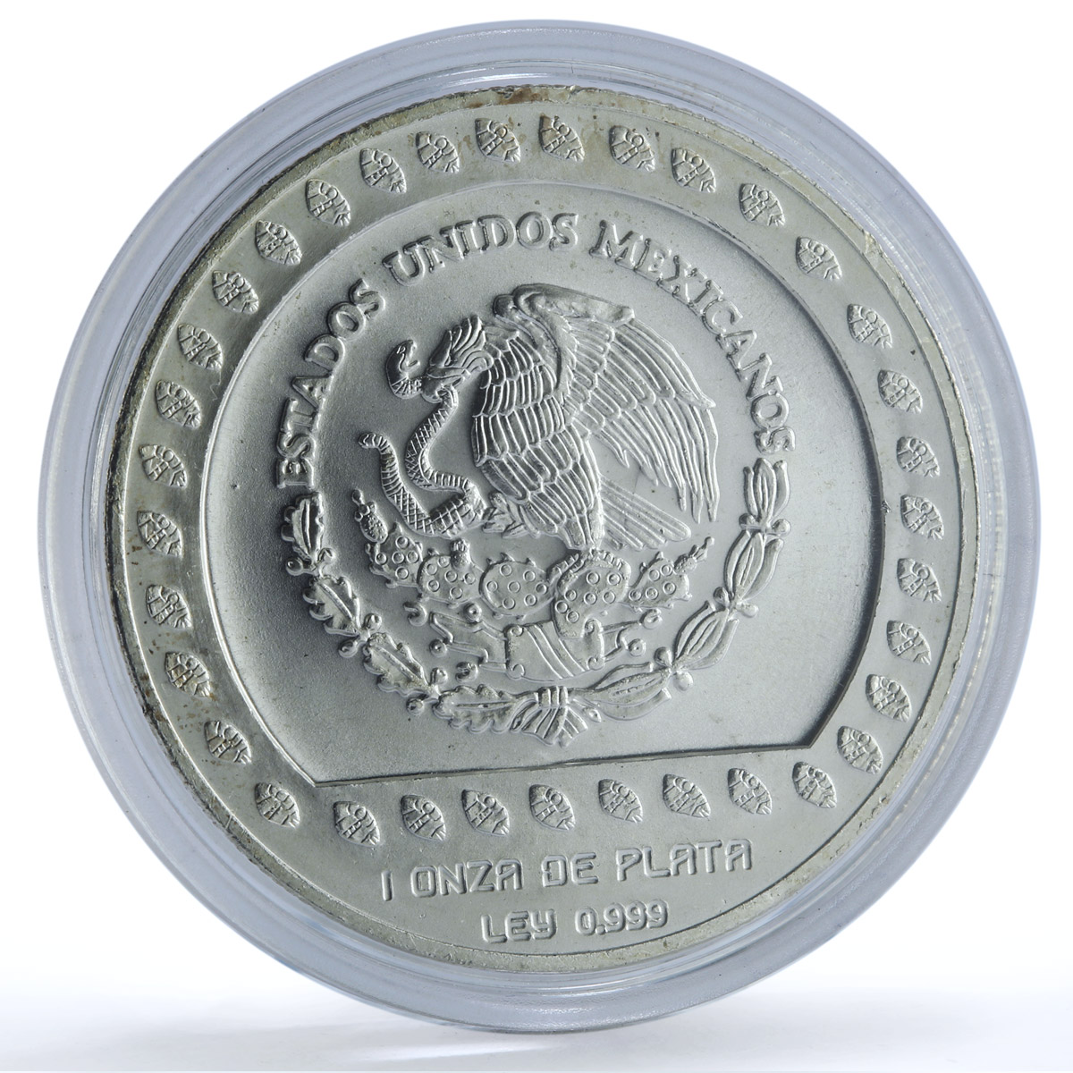 Mexico 100 pesos Guerrero Aguila KM-556 Precolombina Aztec silver coin 1992