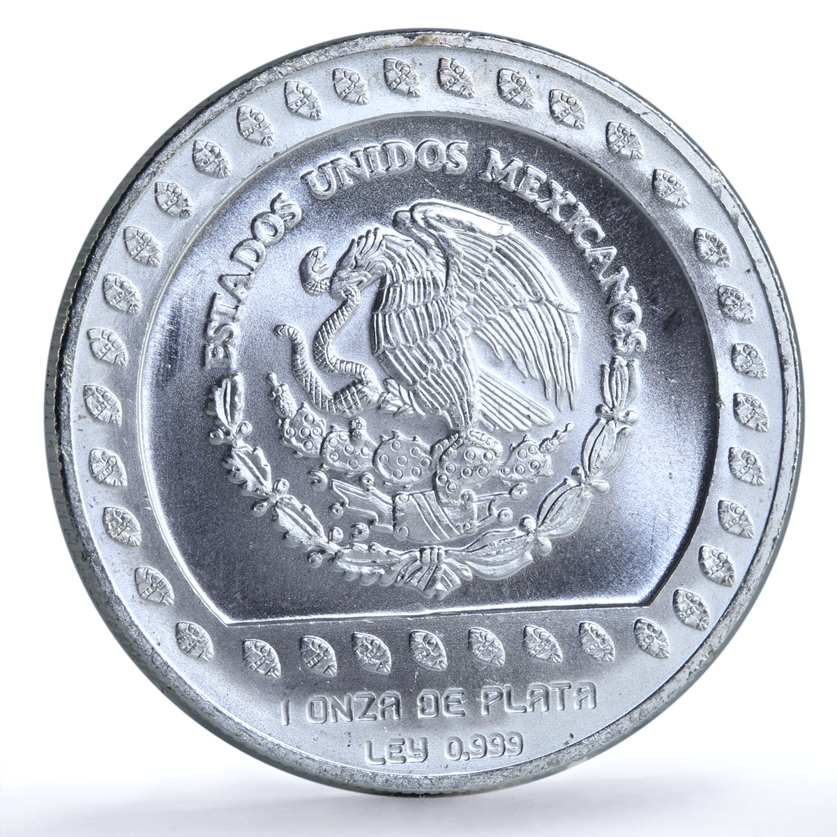 Mexico 100 pesos Guerrero Aguila KM-556 Precolombina Aztec silver coin 1992