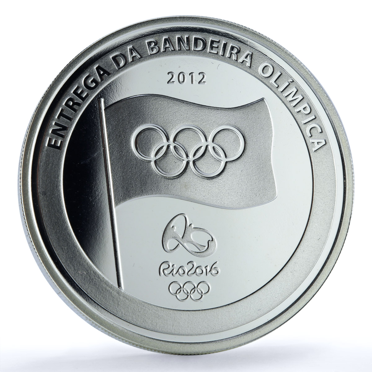Brazil 5 reais Rio Olympics Flag Handover KM-680 Sports proof silver coin 2012