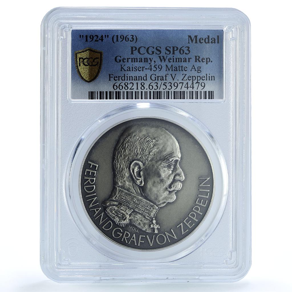 Germany Weimar Graf Zeppelin ZR III Kaiser-459 SP 63 PCGS silver medal 1924