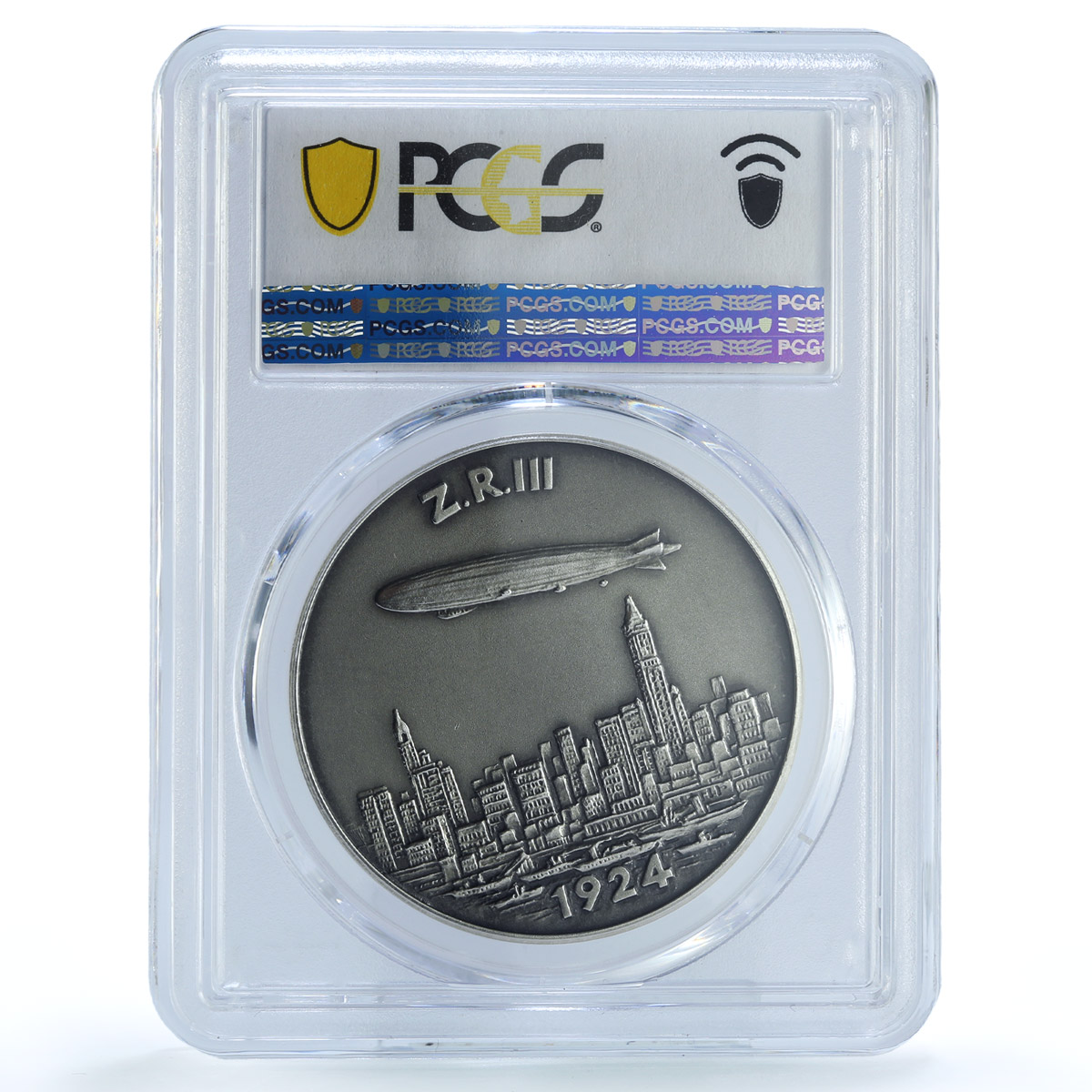 Germany Weimar Graf Zeppelin ZR III Kaiser-459 SP 63 PCGS silver medal 1924