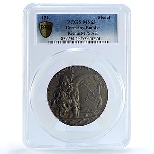 Germany Empire SMS Mowe Return Kienast-175 WWI Two Fish MS 63 bronze medal 1916