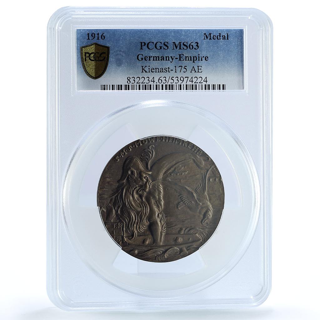 Germany Empire SMS Mowe Return Kienast-175 WWI Two Fish MS 63 bronze medal 1916