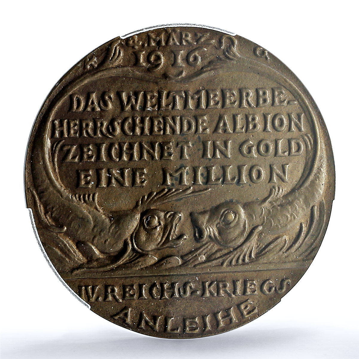 Germany Empire SMS Mowe Return Kienast-175 WWI Two Fish MS 63 bronze medal 1963