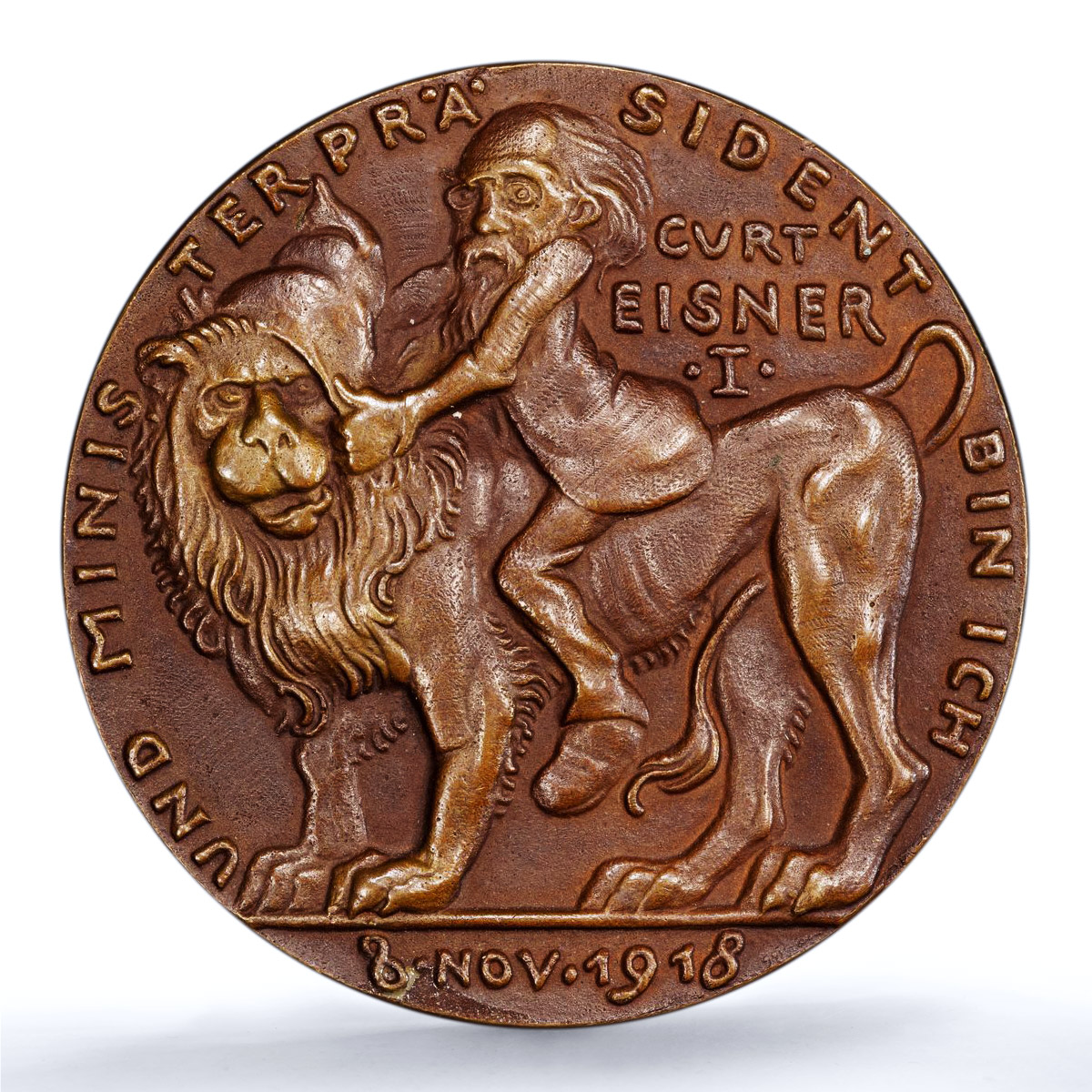 Germany Empire Kurt Eisner Bavaria Kienast-214 MS 64 PCGS bronze medal 1918
