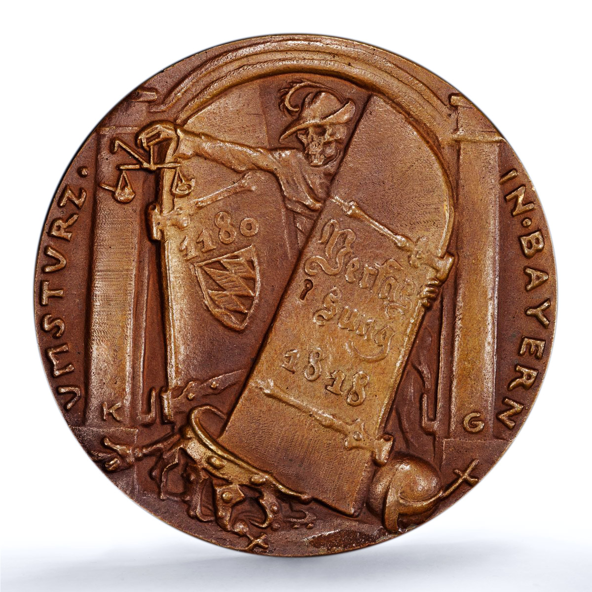 Germany Empire Kurt Eisner Bavaria Kienast-214 MS 64 PCGS bronze medal 1918