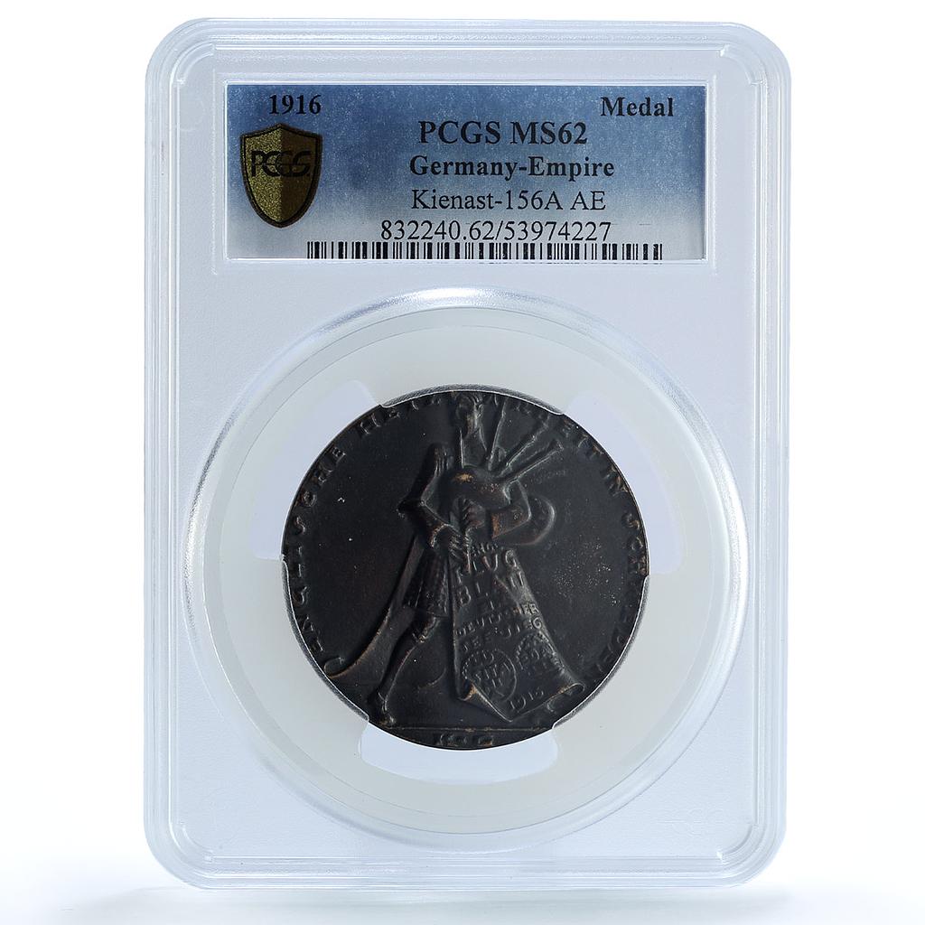 Germany Empire Swedish English Propaganda Kienast-156A MS 62 PCGS AE medal 1916
