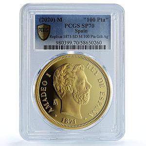 Spain Amadeo I 100 Pesetas Restrike 1871 SP 70 PCGS silver coin 2020