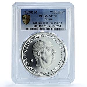 Spain Francisco Franco 100 Pesetas Restrike 1966 SP70 PCGS silver coin 2020