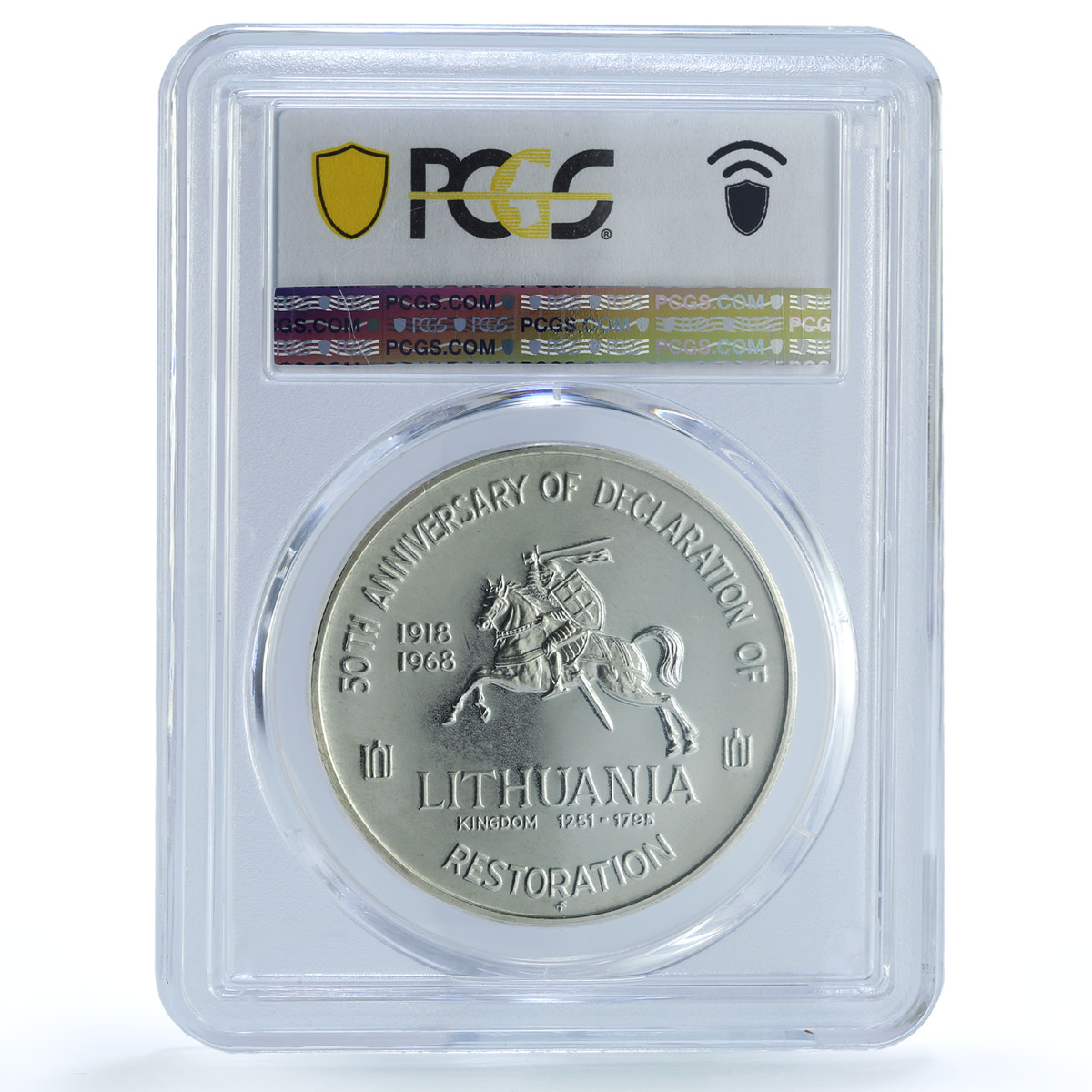 Lithuania Presidents Restoration Horseman SP 66 PCGS silver medal 1918 - 1968 FM