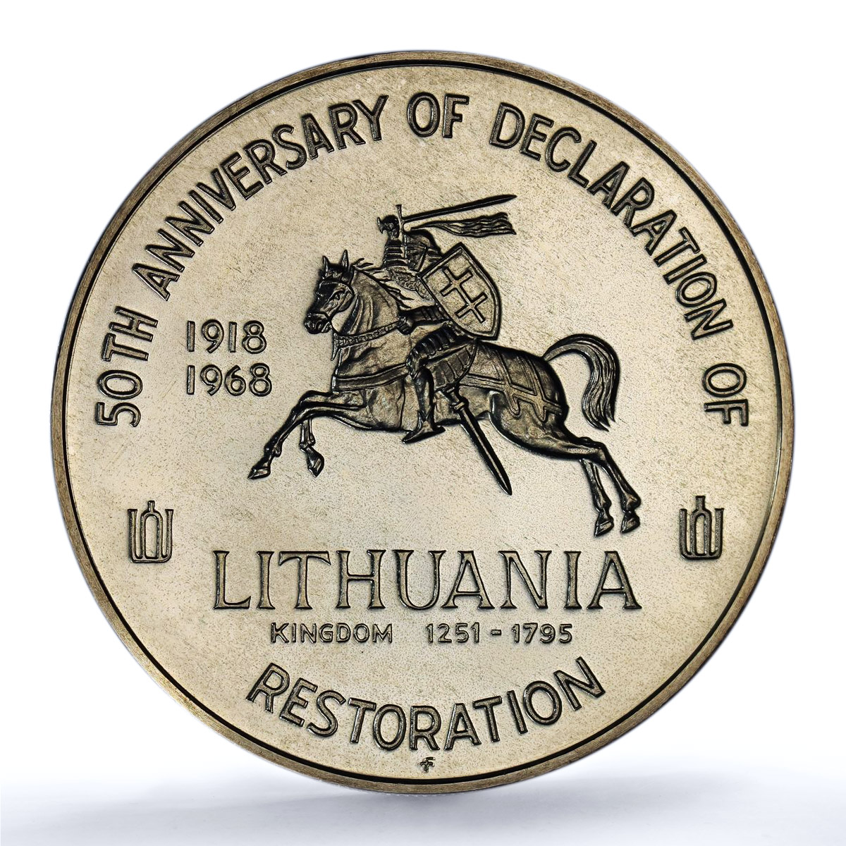 Lithuania Presidents Restoration Horseman SP 66 PCGS silver medal 1918 - 1968 FM