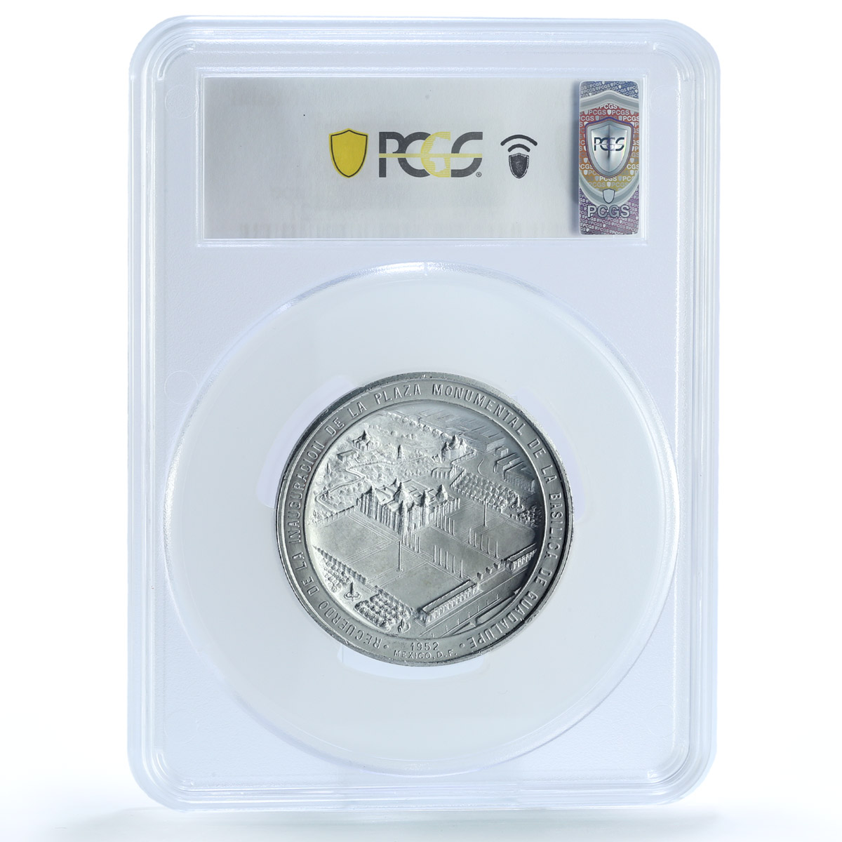 Mexico Basilica De Guadalupe Complex Grove-P-202b SP 64 PCGS aluminum medal 1952