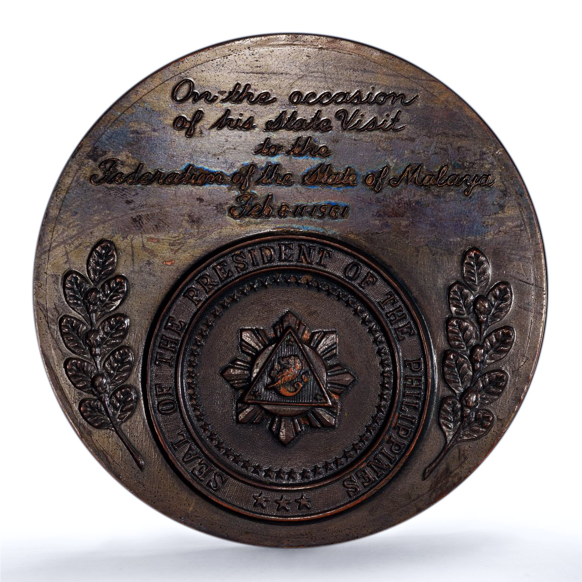 Philippines Carlos Garsia Malaya Visit Honeycutt-535 MS 62 bronzed medal 1961