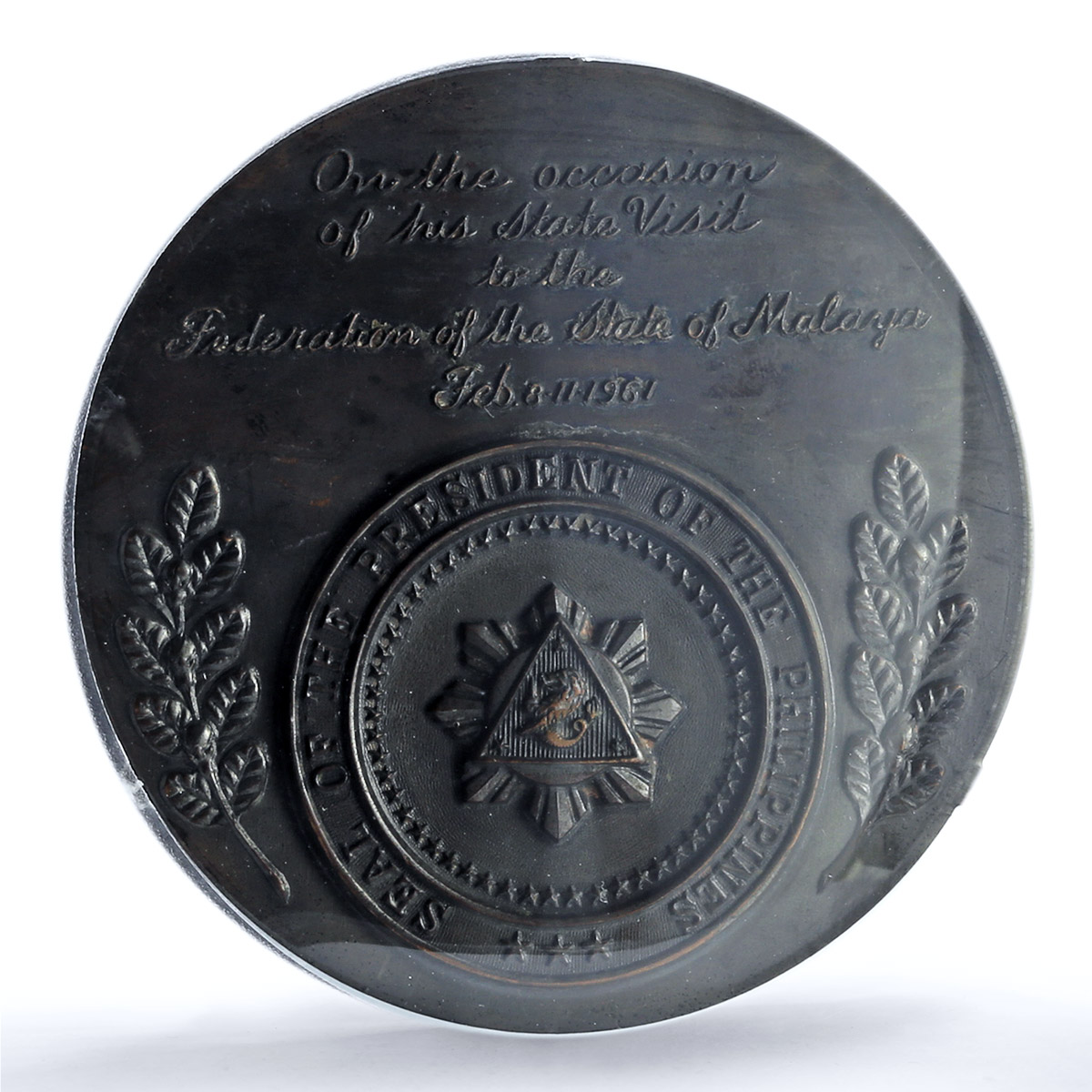 Philippines Carlos Garsia Malaya Visit Honeycutt-535 MS 62 bronzed medal 1961