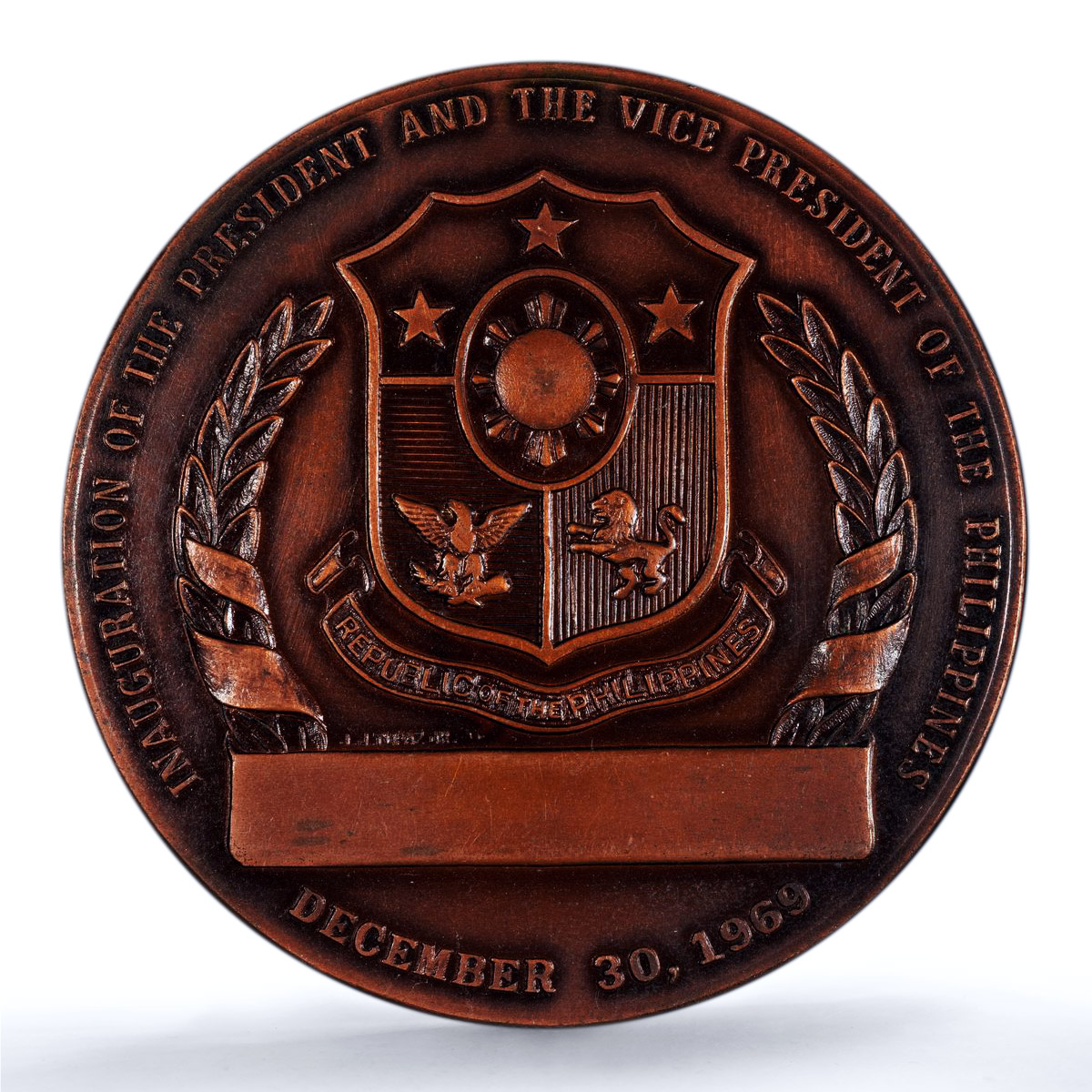 Philippines Marcos Lopez Inauguration Honeycutt-663 MS63 PCGS bronzed medal 1969