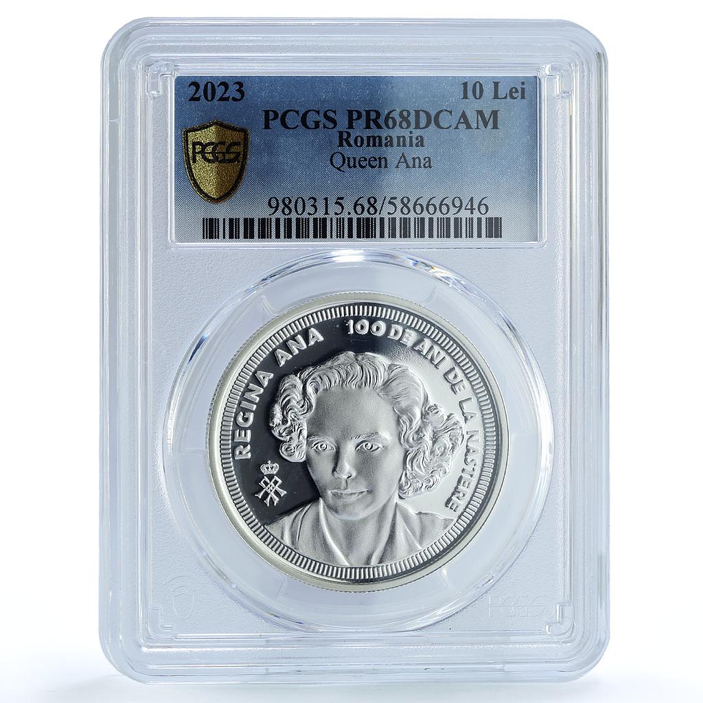 Romania 10 lei Queen Ana 100th Anniversary Politics PR 68 PCGS silver coin 2023