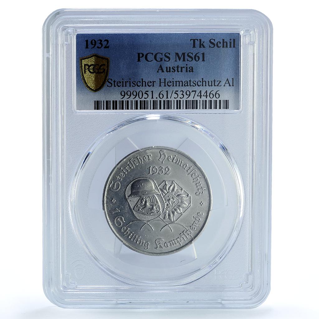 Austria Steirischer Heimatschutz Donation 1 Schilling Token MS 61 PCGS Al 1932 Austria Steirischer Heimatschutz Donation 1 Schilling Token MS 61 PCGS Al 1932