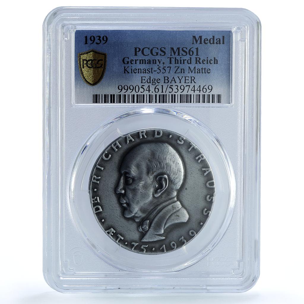Germany Third Reich Richard Strauss Kienast-557 Goetz MS 61 PCGS zinc medal 1939
