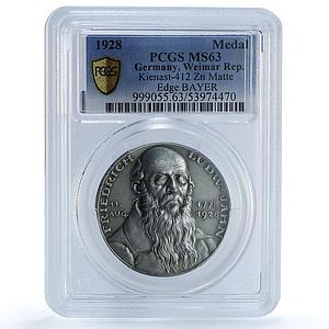 Germany Weimar Friedrich Ludwig Jahn Kienast-412 MS 63 PCGS zinc medal 1928