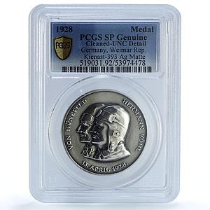 Germany Weimar Hunefeld Kohl Bremen Kienast-393 Plane UNC PCGS silver medal 1928