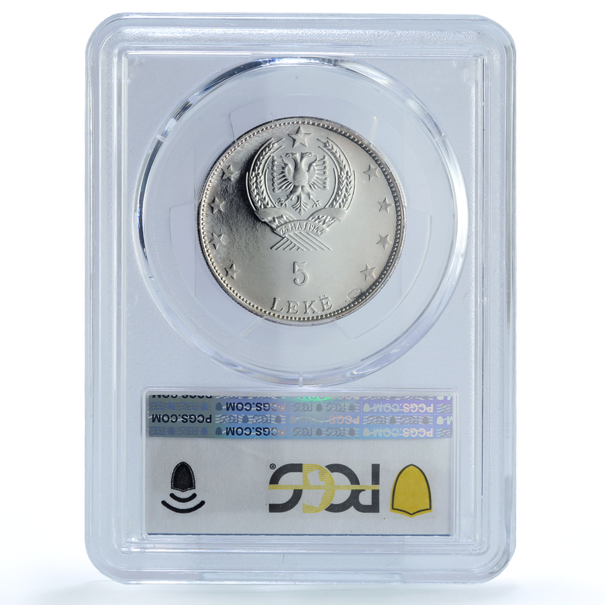 Albania 5 leke League of Lezhe Skanderbeg KM-49.1 PR 65 PCGS silver coin 1968 Albania 5 leke League of Lezhe Skanderbeg KM-49.1 PR 65 PCGS silver coin 1968