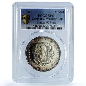 Germany Transatlantic Flight Bremen Kaiser-927 Plane SP 65 PCGS Ag medal 1928