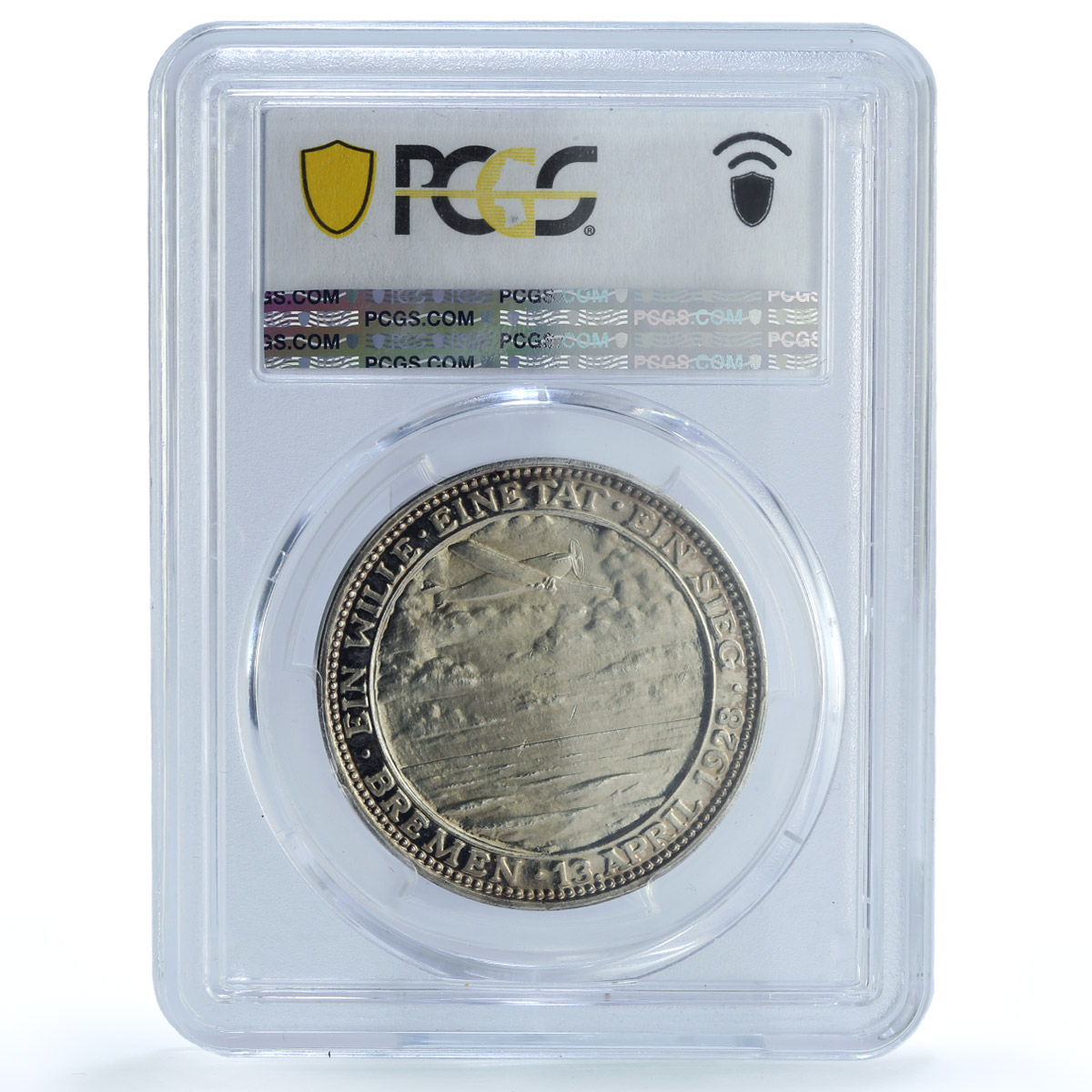 Germany Transatlantic Flight Bremen Kaiser-927 Plane SP 65 PCGS Ag medal 1928