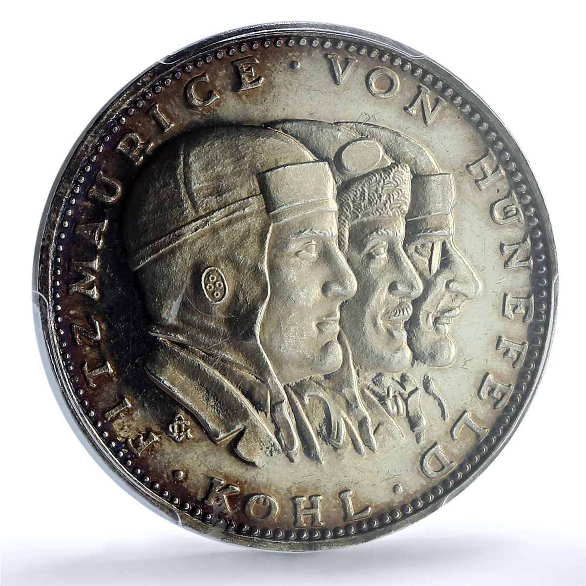 Germany Transatlantic Flight Bremen Kaiser-927 Plane SP 65 PCGS Ag medal 1928