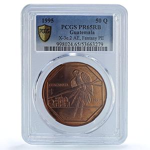 Guatemala 50 quetzales Guacamaya Parrot PE X#3e.2 Bird PR65 PCGS AE coin 1995
