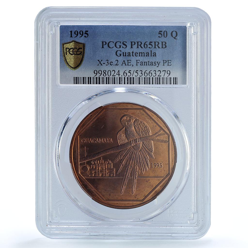 Guatemala 50 quetzales Guacamaya Parrot PE X#3e.2 Bird PR65 PCGS AE coin 1995 Guatemala 50 quetzales Guacamaya Parrot PE X#3e.2 Bird PR65 PCGS AE coin 1995