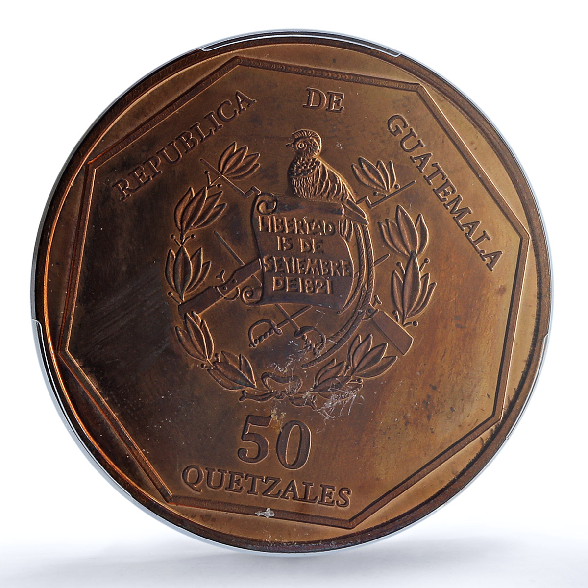 Guatemala 50 quetzales Guacamaya Parrot PE X#3e.2 Bird PR65 PCGS AE coin 1995 Guatemala 50 quetzales Guacamaya Parrot PE X#3e.2 Bird PR65 PCGS AE coin 1995